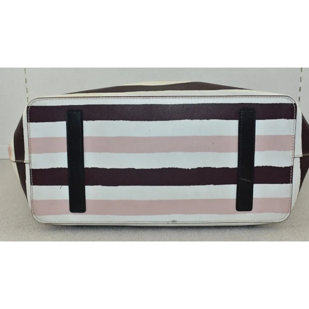 Kate Spade Women Grant Street Jules Grainy Striped Vinyl Shoulder Bag Beach Tote - Picture 10 of 16